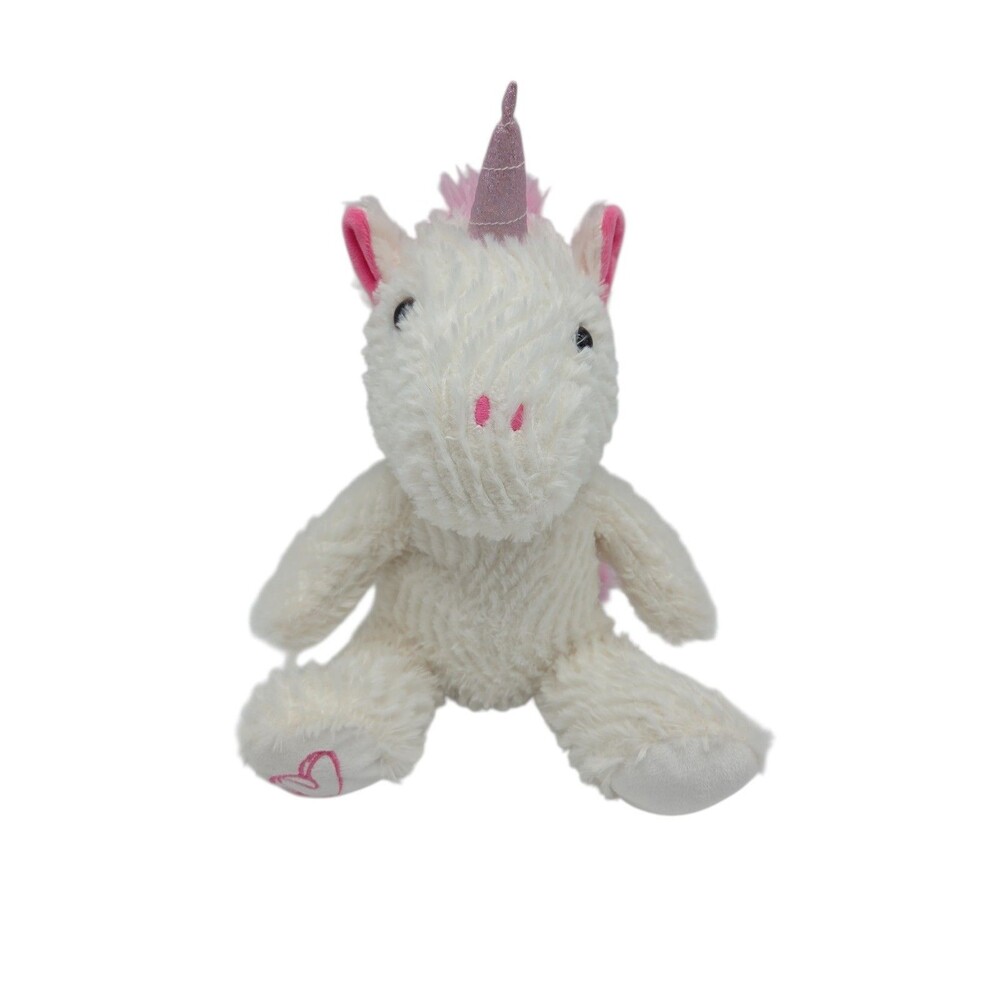 Homerbest Unicorn Plush White Stuffed Animal Pink Mane Glitter Horn Heart 12"